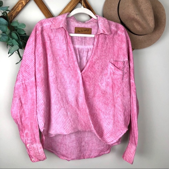 The Nu Vintage Tops - The Nu Vintage | Acid Wash Draped Shirt